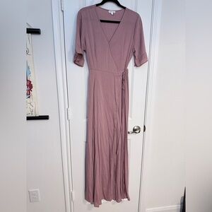 Olivia Grey Elegant Mauve Wrap Dress